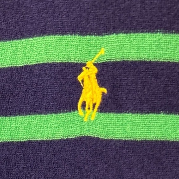 Polo Ralph Lauren Striped Terry Cloth Hoodie Green Blue Pullover Men's Size XL - Picture 3 of 8